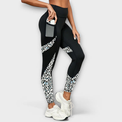 Graciella - Magasított derekú mintás leggings leopárd mintával