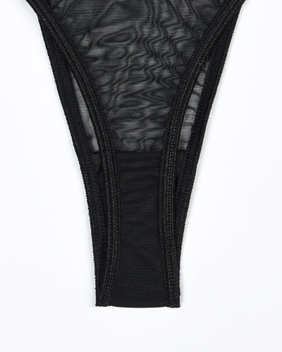 Eline™ | Átlátszó Háló Fehérnemű Szett 4 Darabos Melltartóval és Masnival