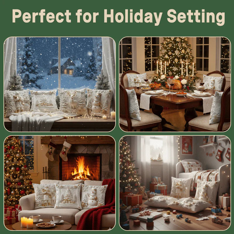 🎄Karácsonyi Dekoratív 3D Párnahuzatok (4 darabos szett)