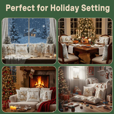 🎄Karácsonyi Dekoratív 3D Párnahuzatok (4 darabos szett)